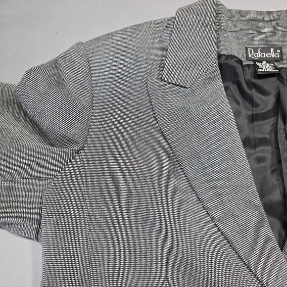 Rafaella Gray Suit Jacket Stretch Preppy Houndstooth Long Sleeve Button Women 12 - Picture 11 of 11